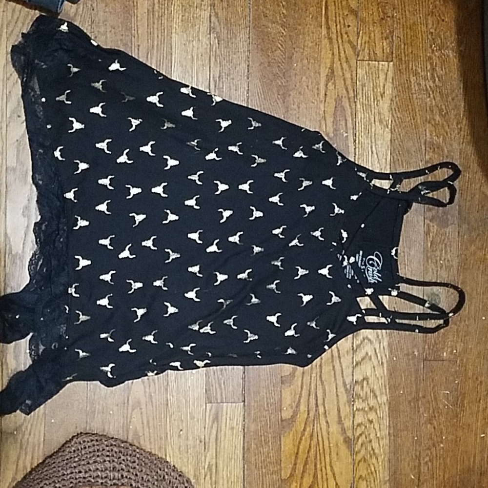 Strappy lace trim shirt
